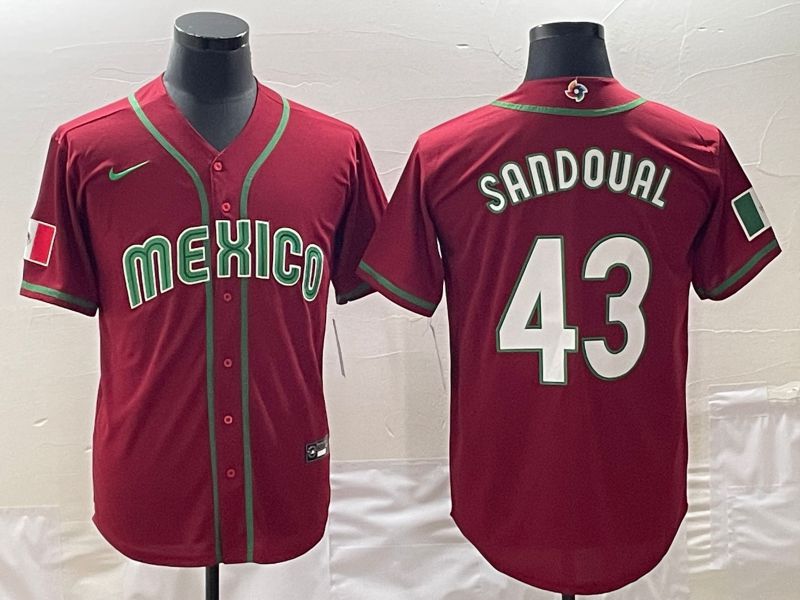 Men 2023 World Cub Mexico #43 Sandoual Red Nike MLB Jersey8
